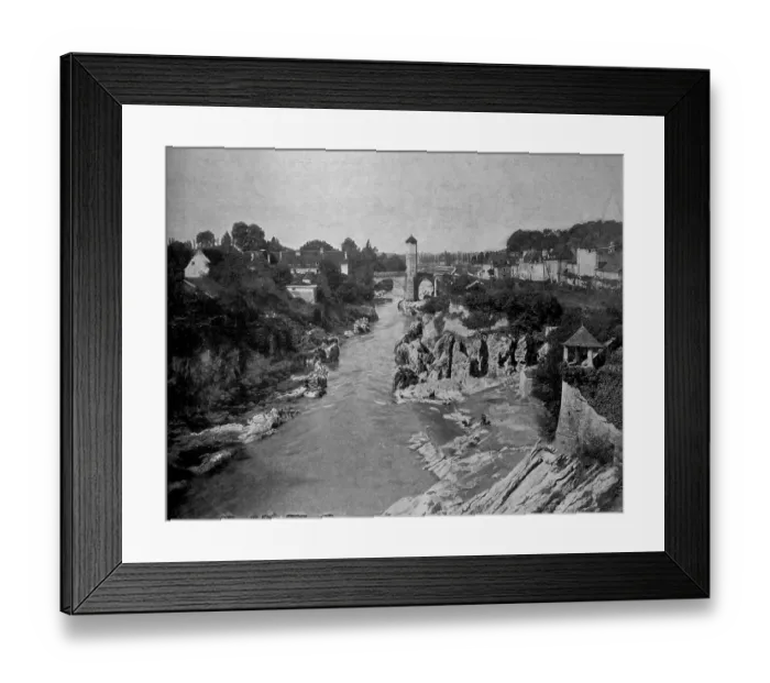 Framed Print : One of the first autotype photographs of La Gave de Pau River