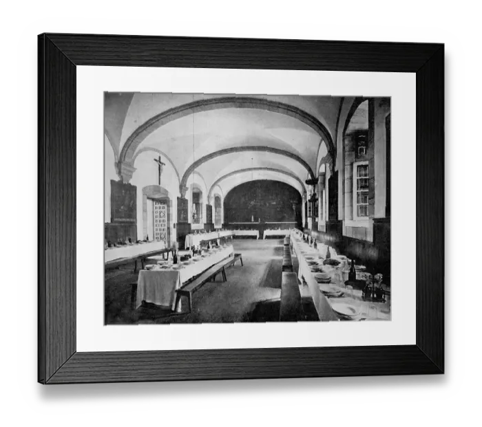 Framed Print : One of the first autotype photographs of the refectory of the Monastery of Loyola