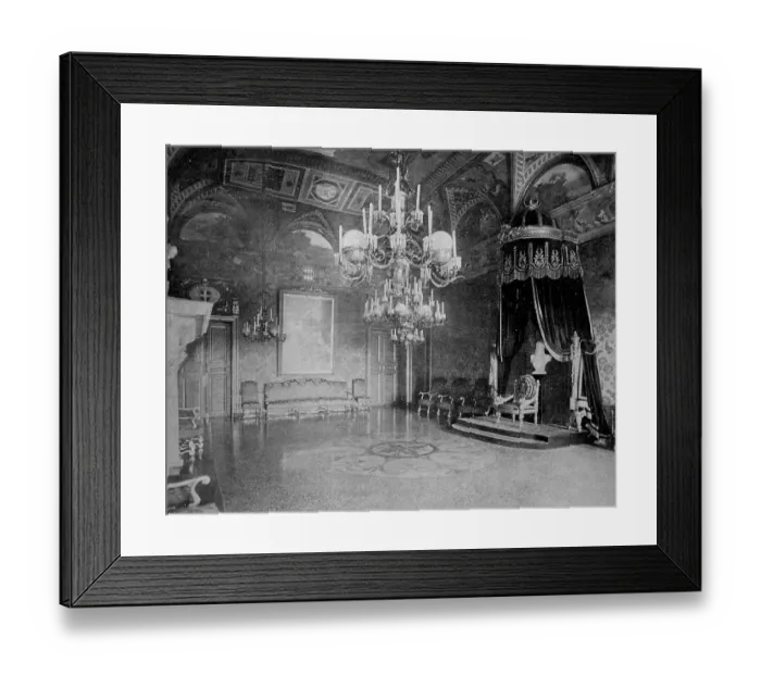 Framed Print : One of the first autotype photographs of the throne room in the Prince's Palace of Monaco