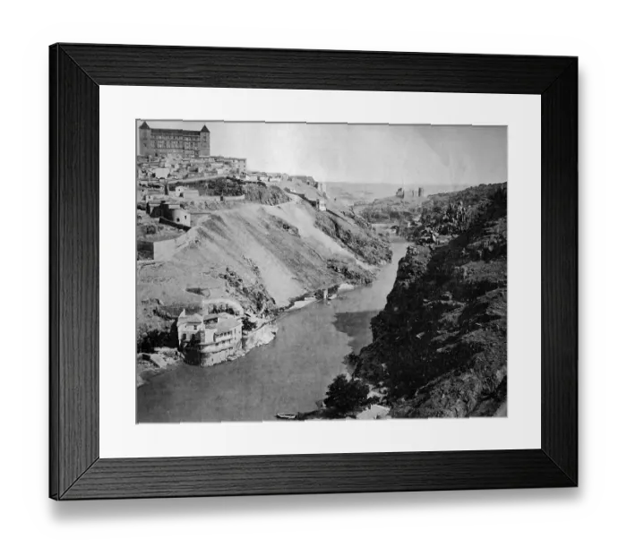 Framed Print : Early autotype of Toledo with Alcazar and Tajo river Framed Print : Early autotype of Toledo with Alcazar and Tajo river