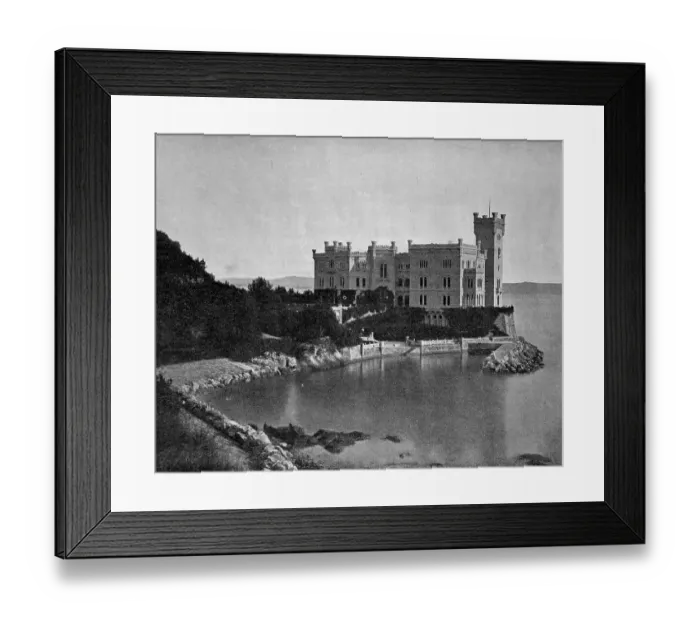 Framed Print : Early autotype of Miramare Palace or Castello di Miramare