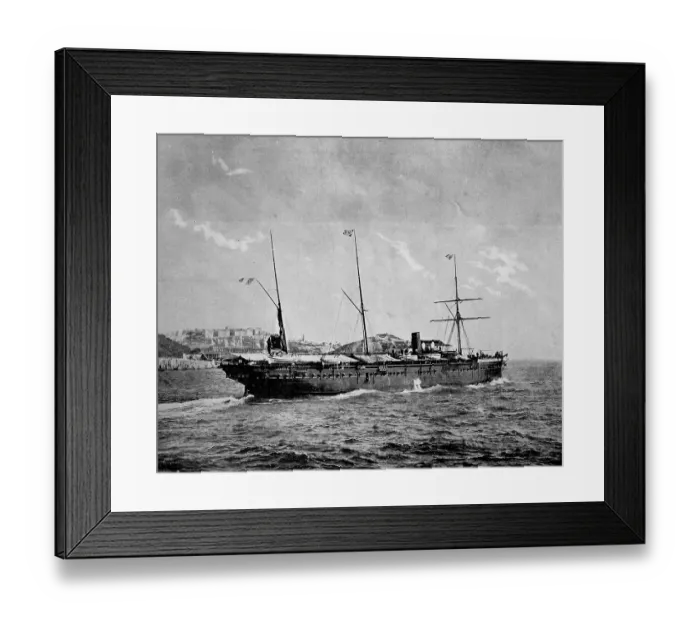 Framed Print : Early autotype of the arrival of the ship L'Iraouaddi in Madagascar