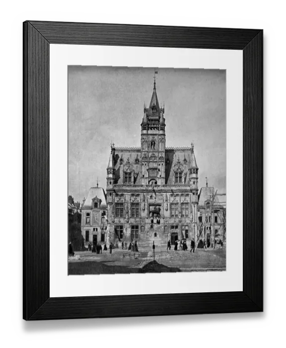 Framed Print : Early autotype of the town hall of Compiegne