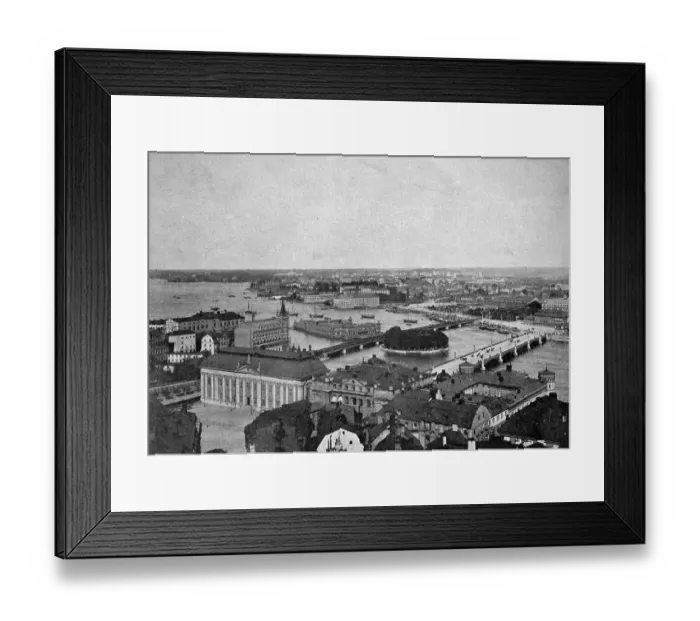 Framed Print : One of the first halftones, cityscape of Stockholm