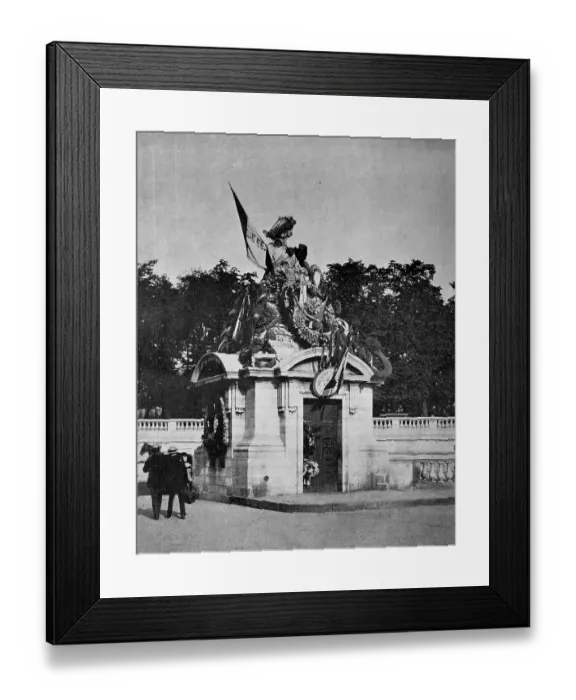 Framed Print : One of the first halftones, female statue
