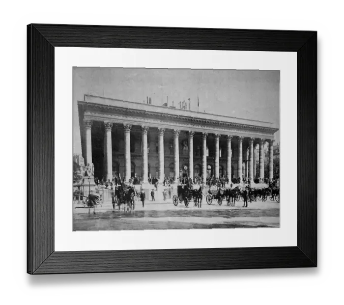 Framed Print : Early autotype of the stock exchange in Paris