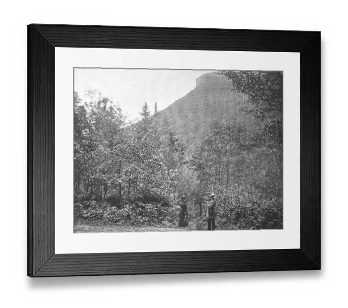Framed Print : New Hampshire, Man and woman standing in front of the Franconia Mountains