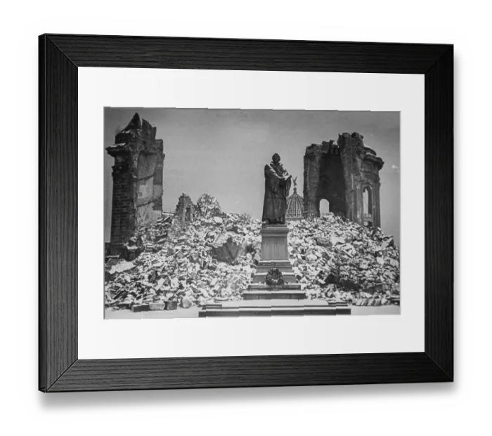 Framed Print : Hill of rubble with Luther monument Framed Print : Hill of rubble with Luther monument