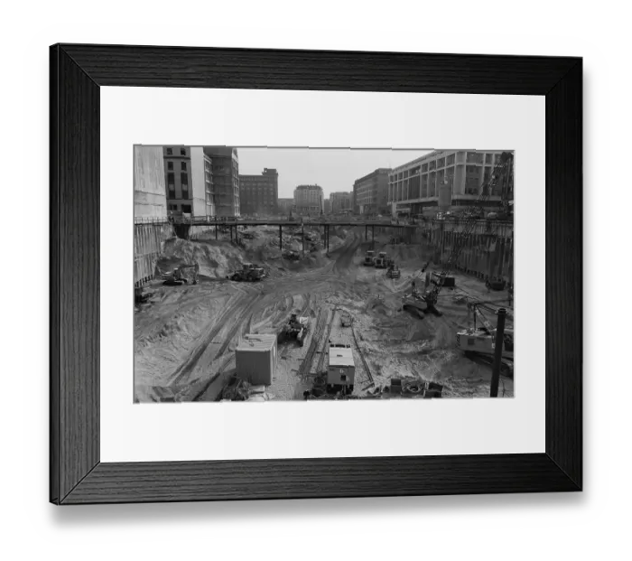 Framed Print : Excavation pit in spring 1993 in Friedrichstrasse
