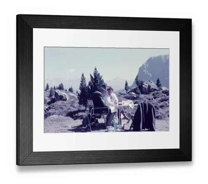 Framed Print : Picnic on the Gardena Pass, Sella Massif