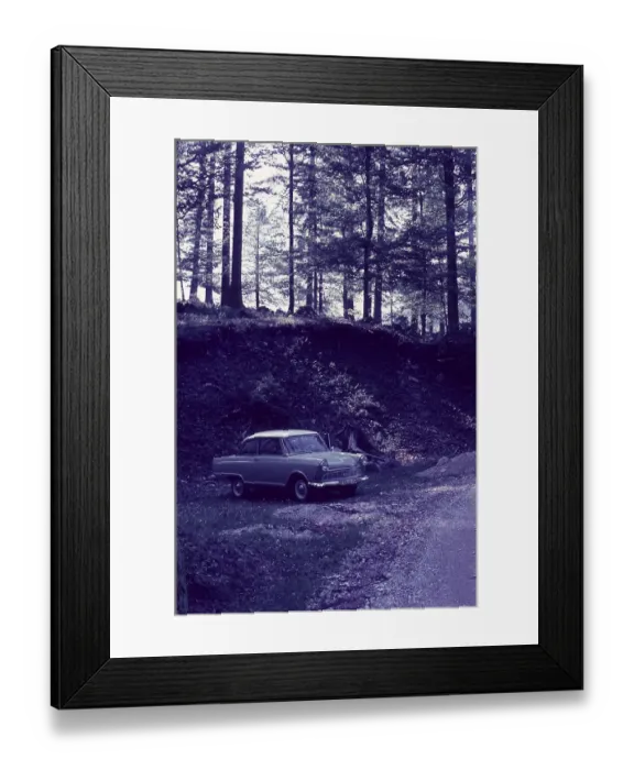 Framed Print : Passenger car, DKW Junior in the forest