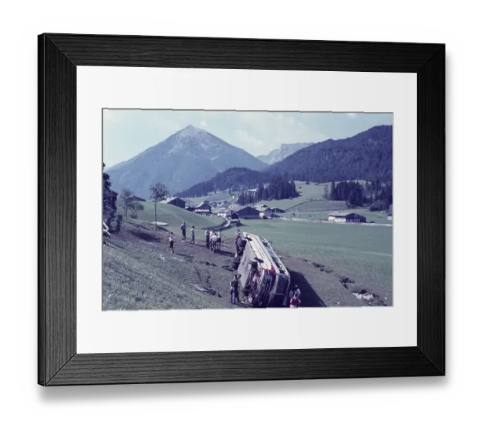 Framed Print : Bus, accident on the Achensee road