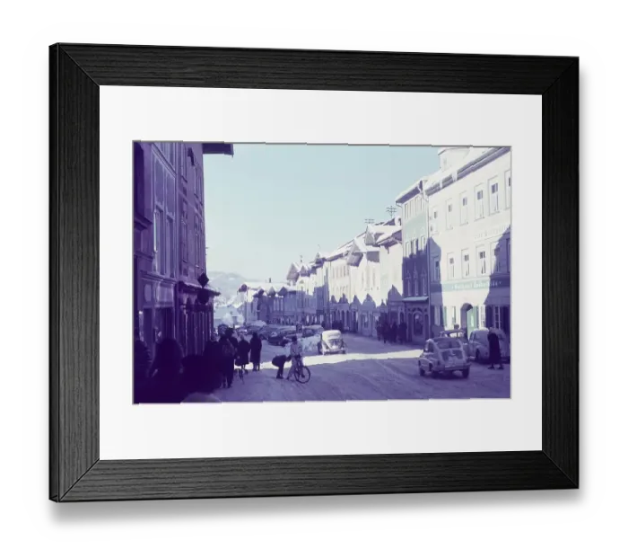 Framed Print : Winter, lower market street Bad Toelz