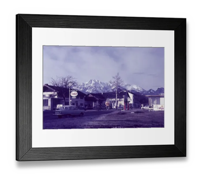 Framed Print : Three petrol stations in Kochel am See Framed Print : Three petrol stations in Kochel am See