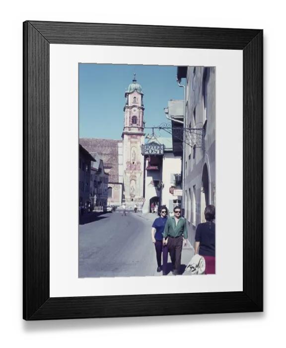Framed Print : Main street in Mittenwald, church