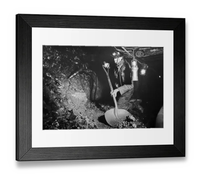 Framed Print : Coal miner, hewer working underground in shaft Framed Print : Coal miner, hewer working underground in shaft