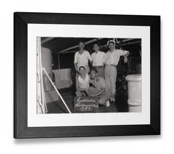 Framed Print : Christmas 1929 on board a cargo ship, blurred