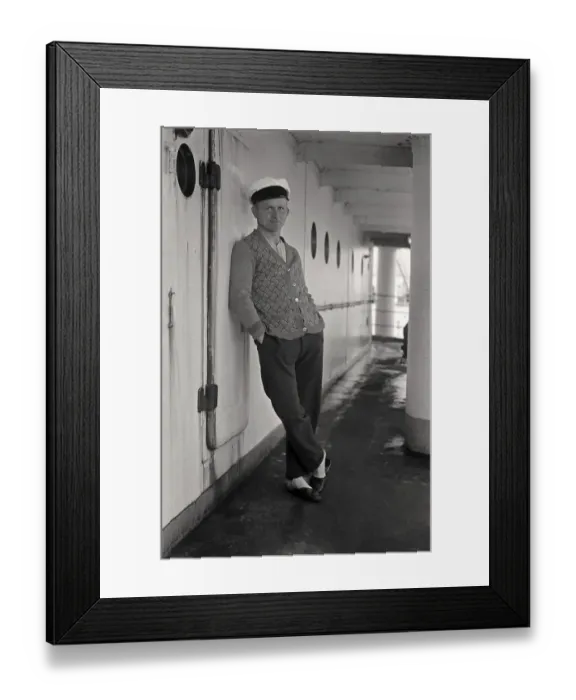 Framed Print : Sailor on board a cargo ship