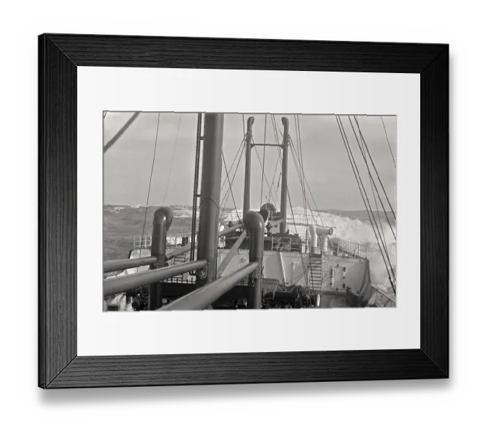 Framed Print : Foredeck of a cargo ship on the high seas