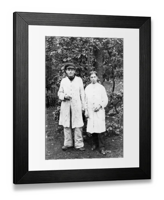 Framed Print : Two boys smoking, historical photo, circa 1910