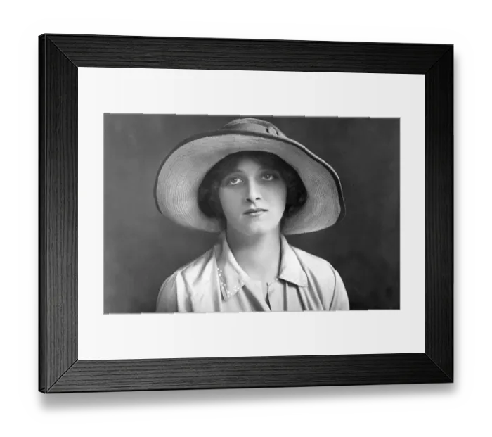 Framed Print : Woman wearing a hat, historical photo