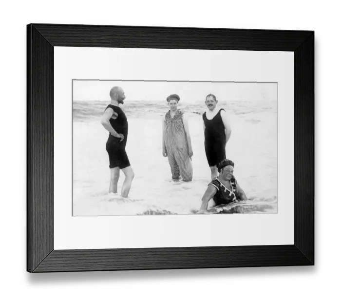 Framed Print : Group photo in water, historical photo, circa 1920