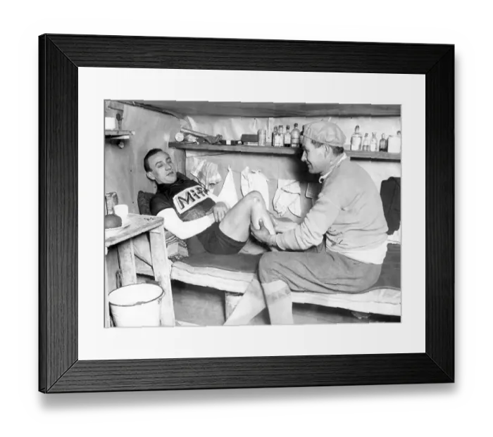 Framed Print : Historic photograph, massage after a bicycle race