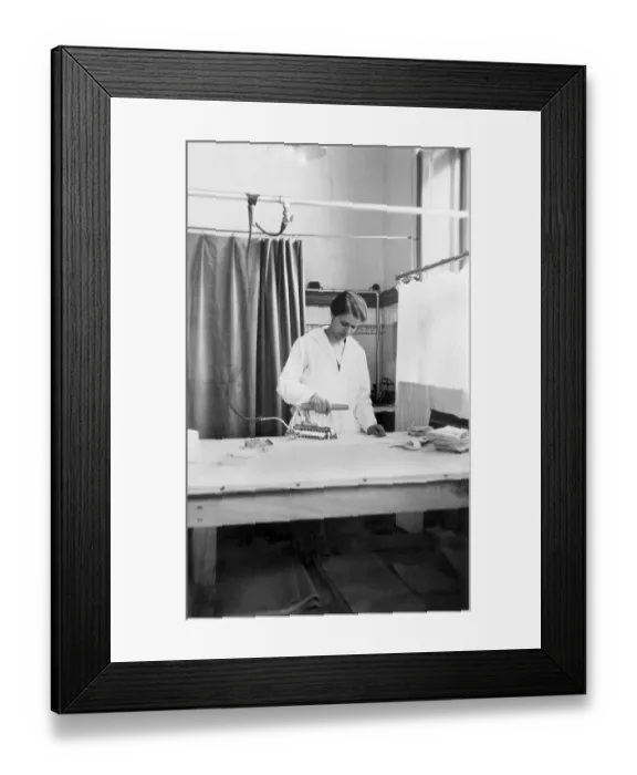 Framed Print : Historic photograph, woman ironing