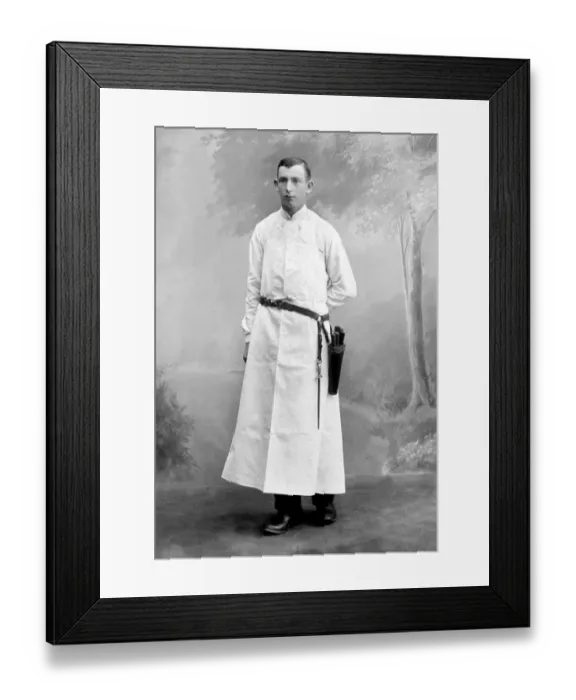 Framed Print : Historic photograph, young butcher Framed Print : Historic photograph, young butcher