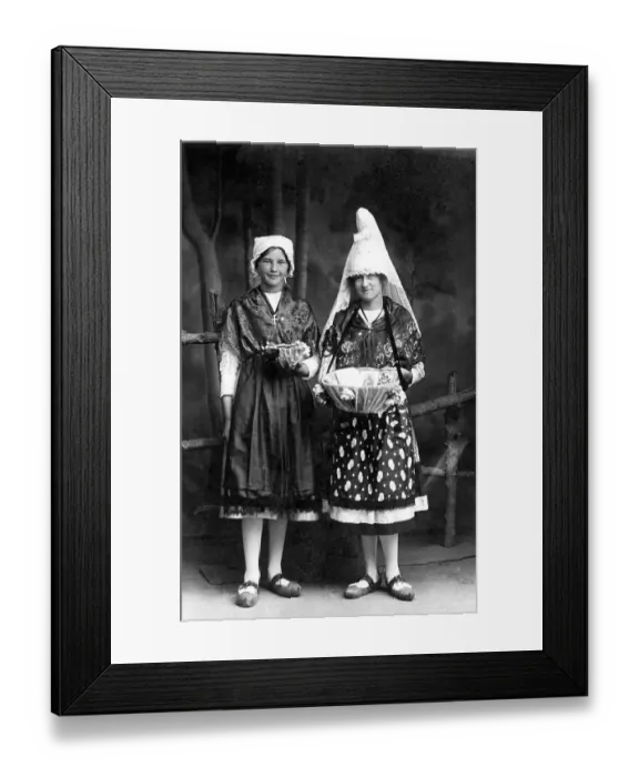 Framed Print : Historic photograph, women wearing national costume Framed Print : Historic photograph, women wearing national costume