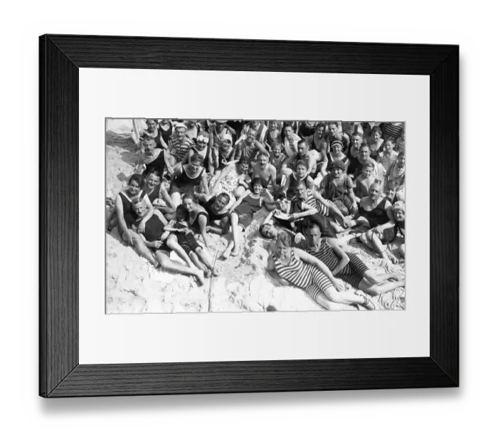 Framed Print : Historical photo, group of people at the beach Framed Print : Historical photo, group of people at the beach