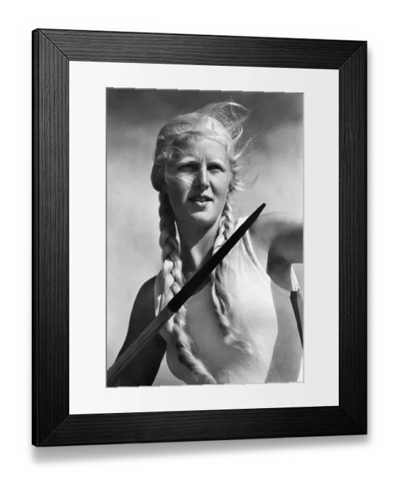 Framed Print : Historic photo, female javelin thrower, ca. 1940