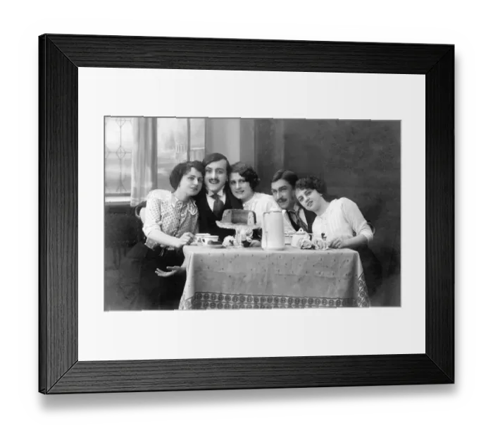 Framed Print : Historic photograph, three women and two men Framed Print : Historic photograph, three women and two men