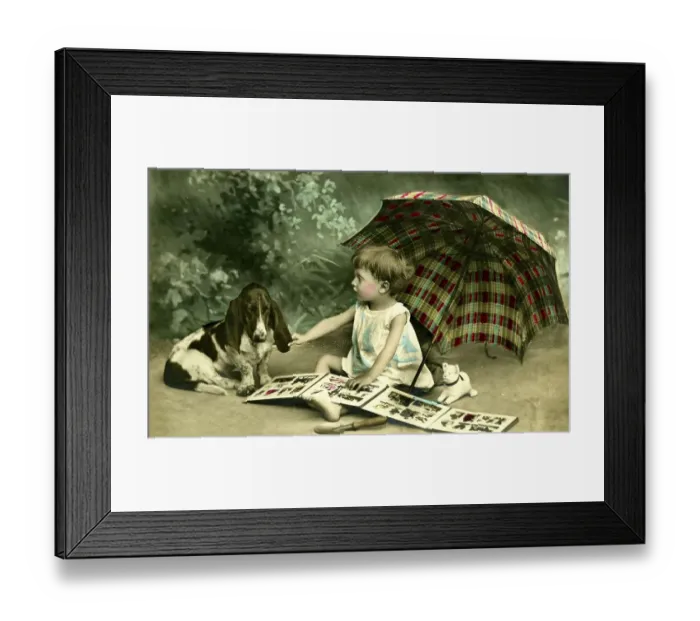 Framed Print : Historic photo, child with his dog, ca. 1910