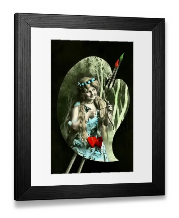 Framed Print : Historic photograph, female Cupid, around 1915