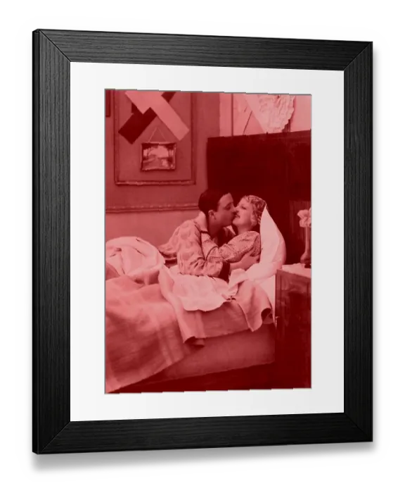 Framed Print : Historic photograph, couple in bed, around 1910