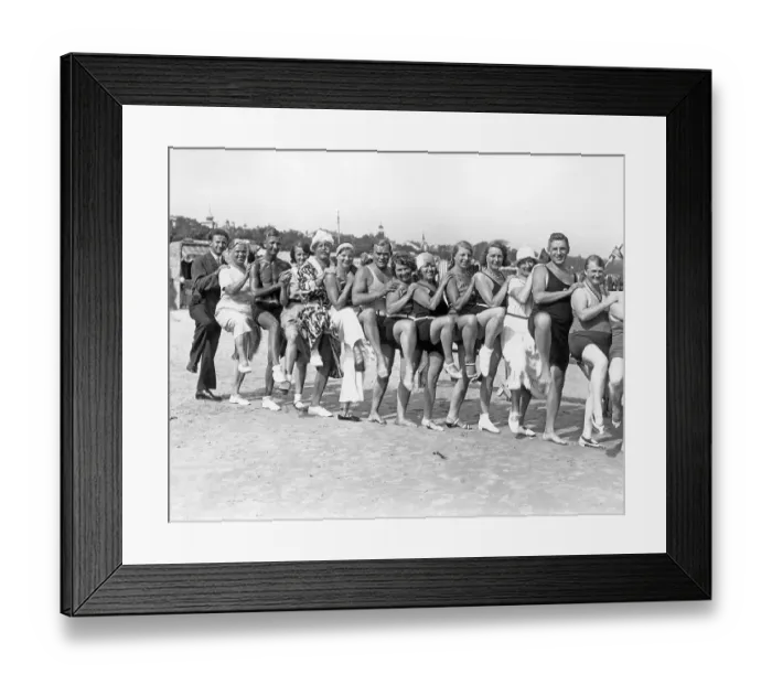 Framed Print : Historic photograph, happy group of swimmers