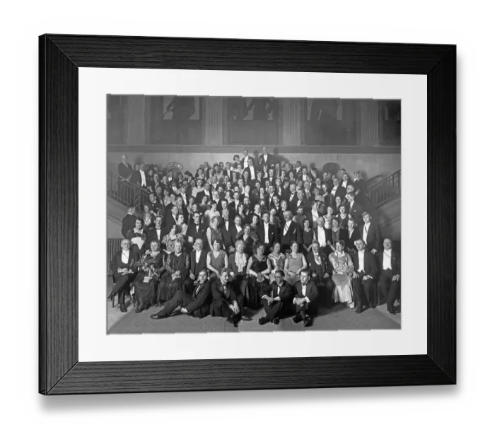 Framed Print : Historic photograph, large group of people in a theatre