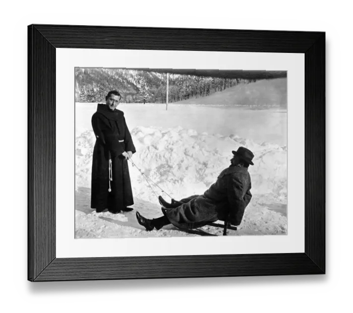 Framed Print : Historic photograph, the monk and his friend Framed Print : Historic photograph, the monk and his friend