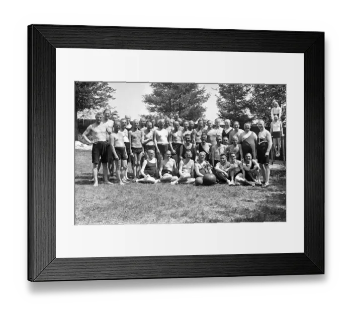 Framed Print : Historical image, men wearing bathing suits