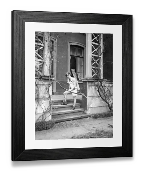 Framed Print : Historical image, boy with a bow and arrow Framed Print : Historical image, boy with a bow and arrow