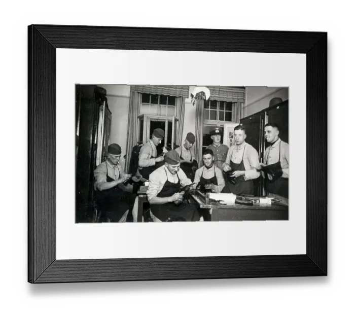 Framed Print : Historic photograph, soldiers taking care of their equipment