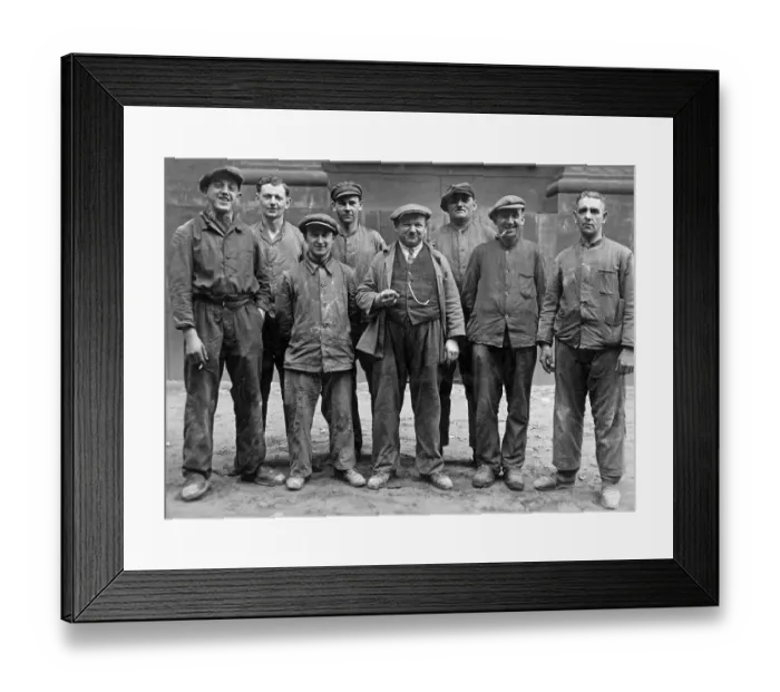 Framed Print : Historic photograph, workmen and boss, around 1922