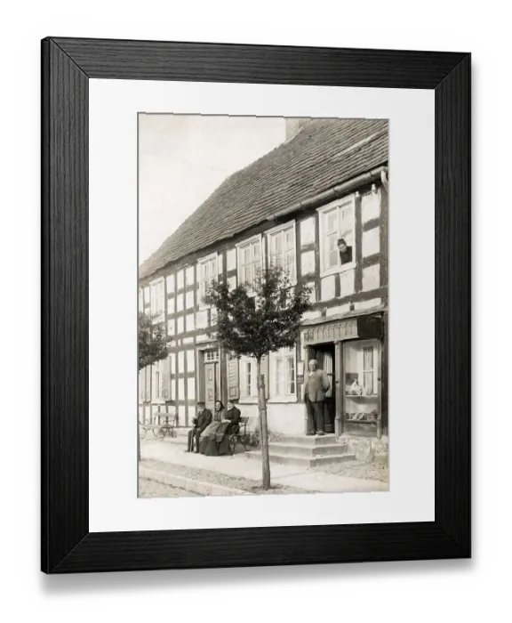 Framed Print : Historic photograph, half-timbered house