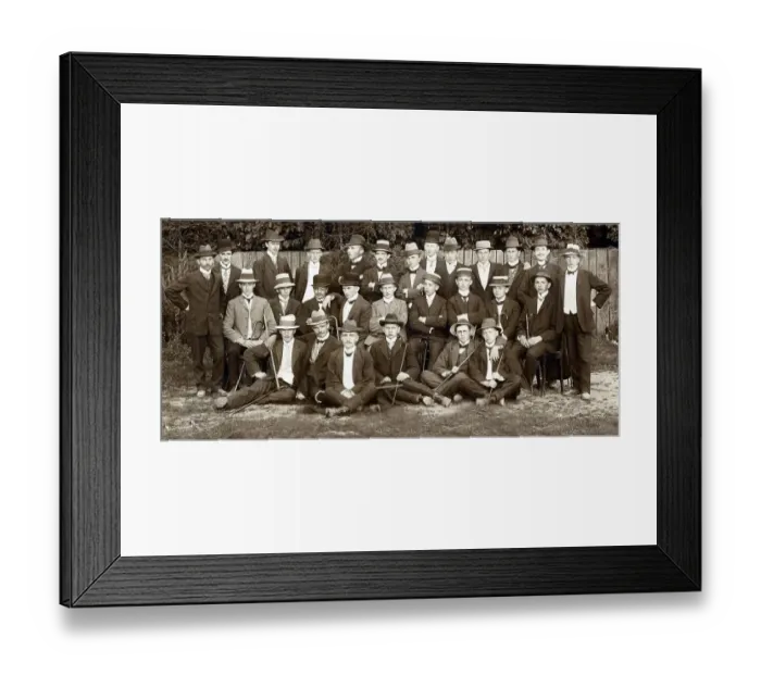 Framed Print : Historic photograph, group of men wearing hats