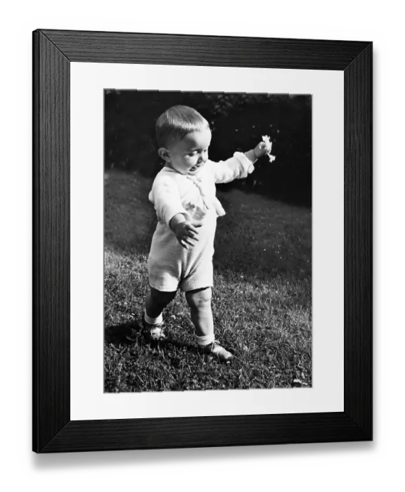 Framed Print : Historic photograph, small boy learning to walk Framed Print : Historic photograph, small boy learning to walk