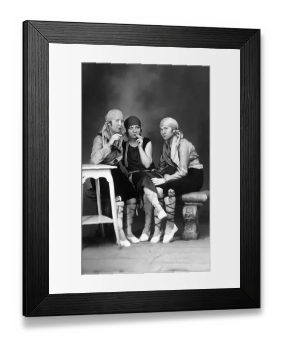 Framed Print : Historic photograph, three female pirates