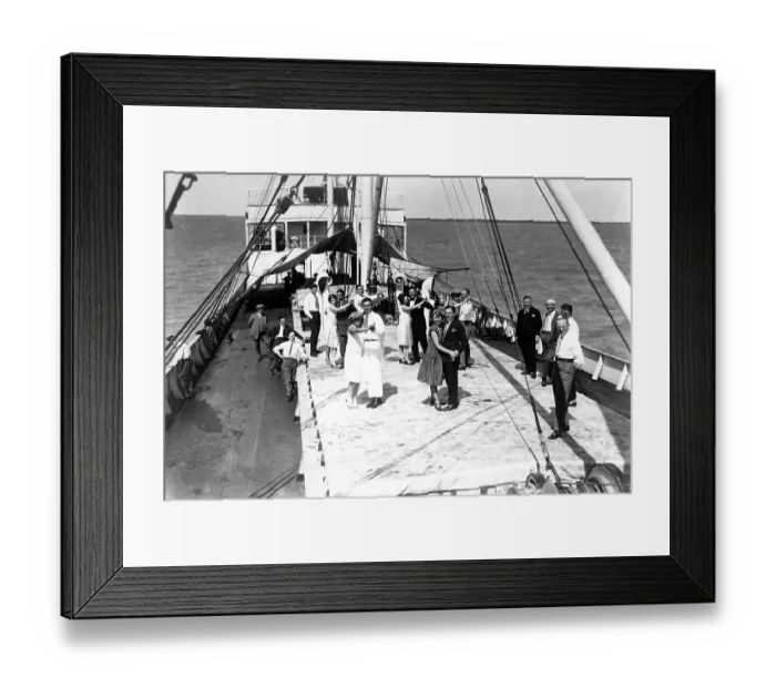 Framed Print : Historic photograph, couples dancing on a ship