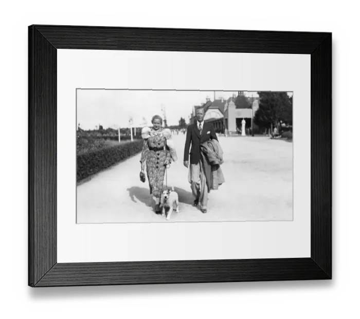 Framed Print : Couple with a dog, historical image, ca. 1924