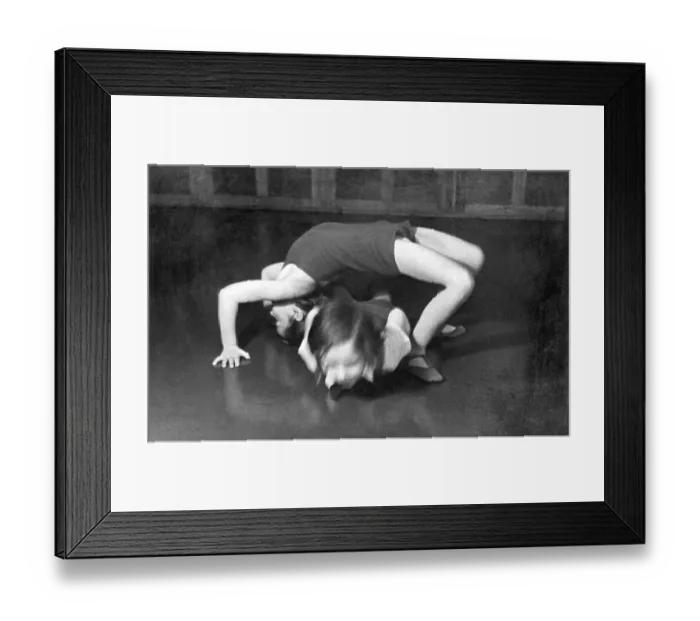 Framed Print : Two girls doing gymnastics, historical image